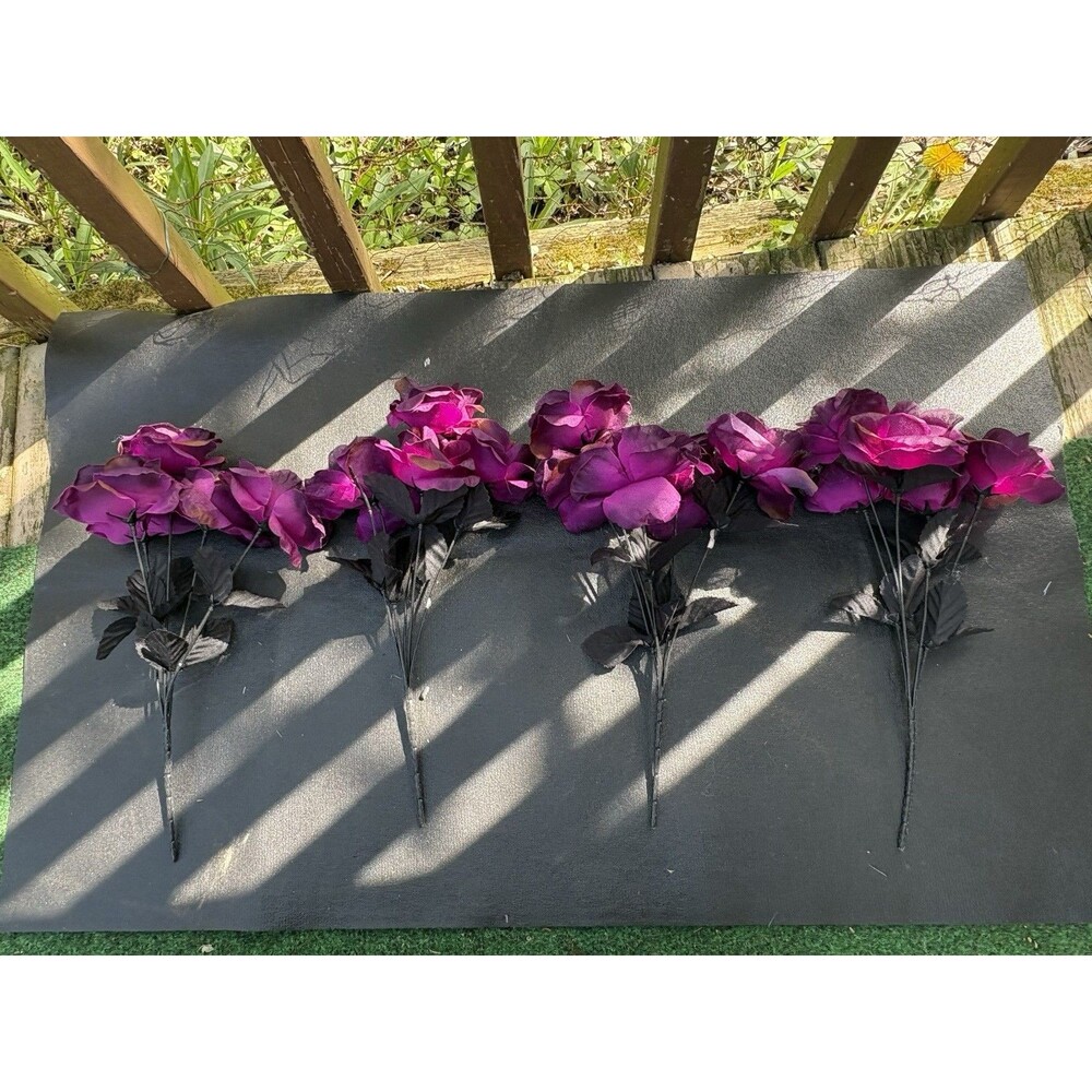 Artificial Fake Rose Flowers  13” stem  Purple With Dark Tips Ombré Colored